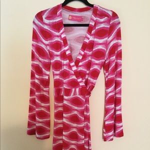 Beautiful dark pink wrap around dress